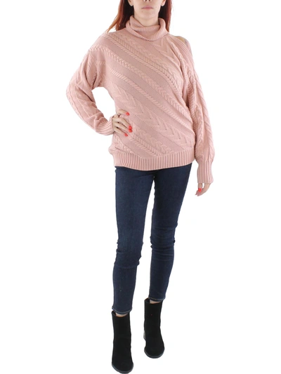 Shop Bcbgmaxazria Womens Cable Knit Pullover Turtleneck Sweater In Pink
