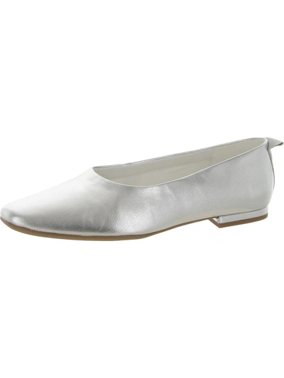 Shop Franco Sarto Vana Womens Leather Slip On Ballet Flats In Silver