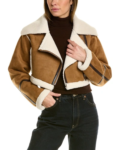 Shop Adrienne Landau Fuzzy Jacket In Brown
