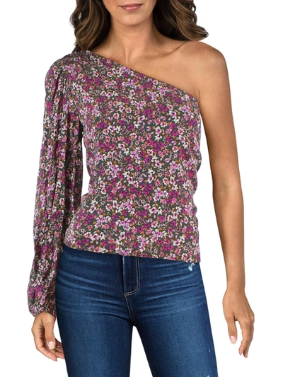 Shop Lucy Paris Womens Asymmetric Open Shoulder T-shirt In Purple