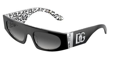 Shop Dolce & Gabbana Dolce And Gabbana Grey Gradient Browline Ladies Sunglasses Dg4411 33898g 54 In Black / Grey
