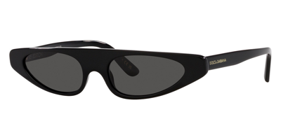 Shop Dolce & Gabbana Dolce And Gabbana Dark Grey Irregular Ladies Sunglasses Dg4442 501/87 52 In Black / Dark / Grey