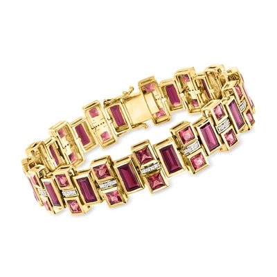 Shop Ross-simons Rhodolite Garnet And . White Topaz Bracelet In 18kt Gold Over Sterling In Red