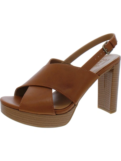Shop Naturalizer Nylah Womens Faux Leather Slingback Platform Sandals In Brown