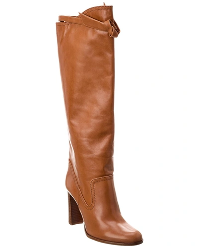 Shop Alexandre Birman Clarita Saddlery 90 Leather Knee-high Boot In Brown