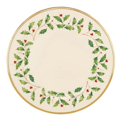 Shop Lenox Holiday Gold Banded Ivory China Dinner Plate (pack Of 1),red / Green