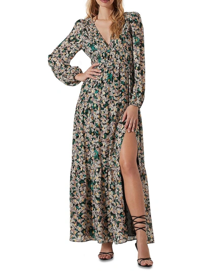 Shop Astr Francesca Womens Pleated Long Maxi Dress In Multi