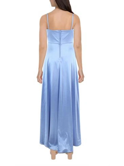 Shop City Studio Juniors Womens Satin Sleeveless Evening Dress In Blue