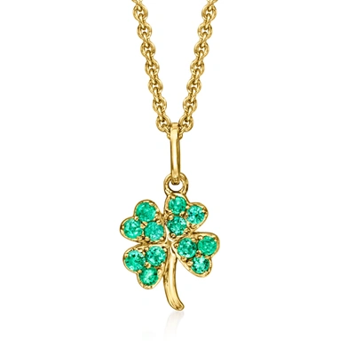 Ross-simons Emerald 4-leaf Clover Pendant Necklace In 18kt Gold Over Sterling In Multi