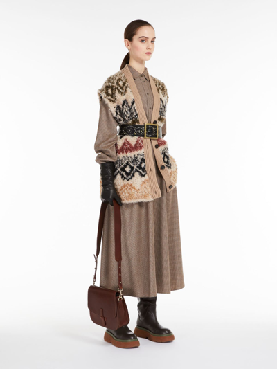Shop Max Mara Jacquard-knit Wool And Alpaca Gilet In Hazelnut Brown