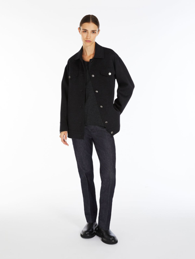 Shop Max Mara Buttoned Wool Jacket In Dark Grey
