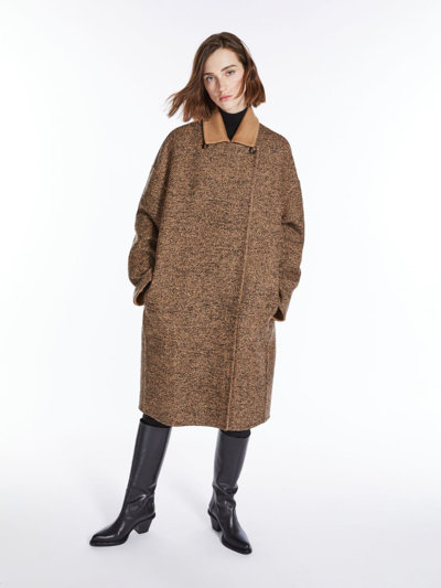 Shop Max Mara Reversible Camel And Wool Coat In Dark Brown