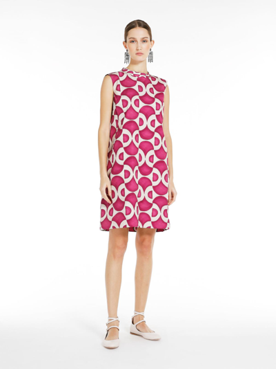 Shop Max Mara Reversible Printed Poplin Dress In Fuchsia