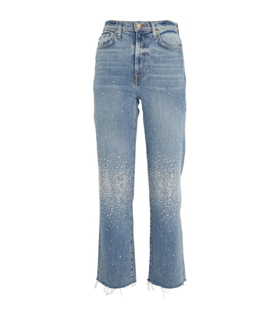 Shop 7 For All Mankind Crystal-embellished Logan Stovepipe Jeans In Blue