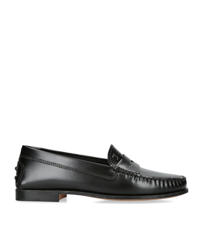 Shop Tod's Leather Mocassino Loafers In Brown