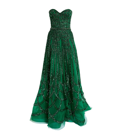 Shop Zuhair Murad Beaded Arabesque-detail Gown In Green