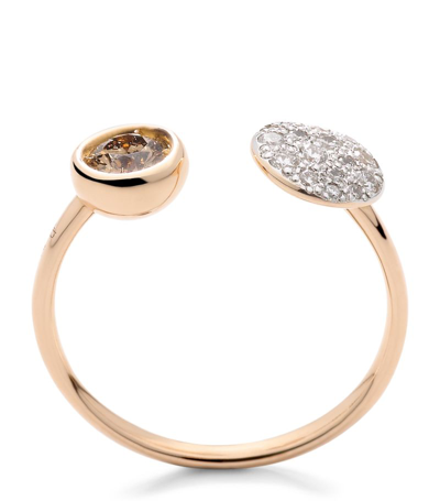 Shop Pomellato Mixed Gold And Diamond Sabbia Ring In Brown