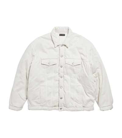 Shop Balenciaga Padded Denim Jacket In White