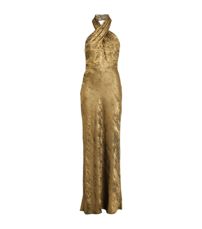 Shop Veronica Beard Lamé Alberta Maxi Dress In Gold