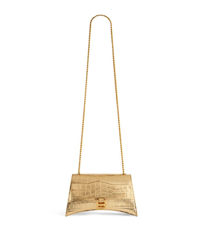 Shop Balenciaga Xs Leather Crush Cross-body Bag In Gold