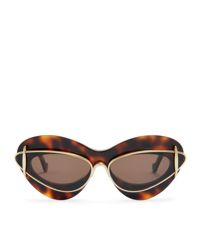 Shop Loewe Eyewear Double Frame Cat Eye Sunglasses In Brown