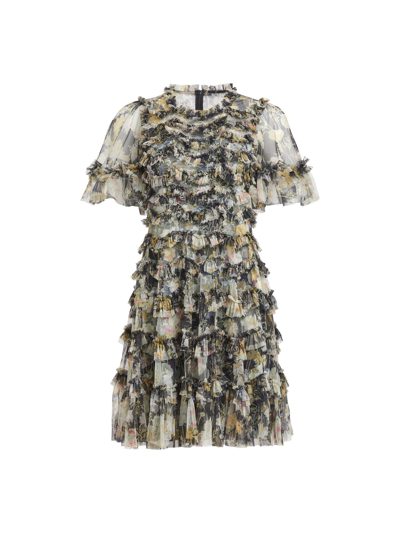 Shop Needle & Thread Women's Moonlight Petals Round Neck Mini Dress In Multi