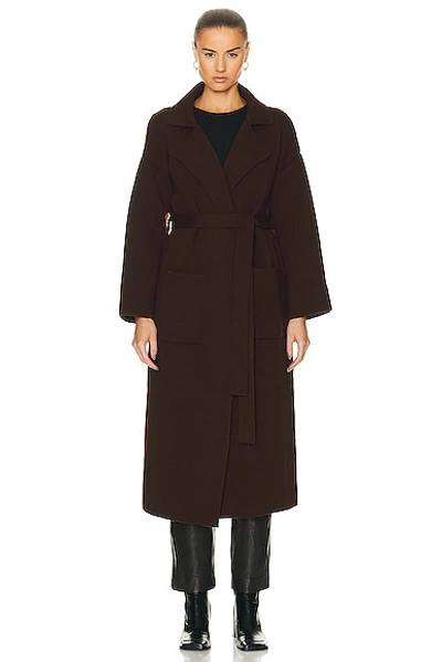 Shop Nour Hammour Claire Extra Long Belted Knit Cardigan In Marron