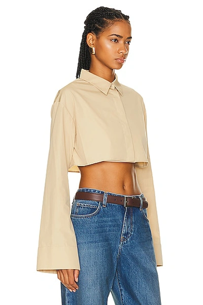 Shop Loewe Cropped Shirt In Cafe Latte