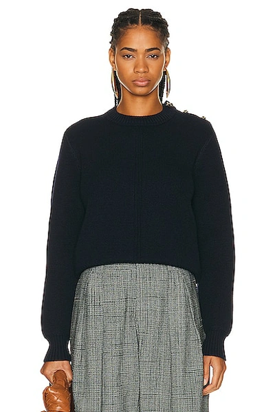 Shop Bottega Veneta Dry Wool Rib Sweater In Abyss