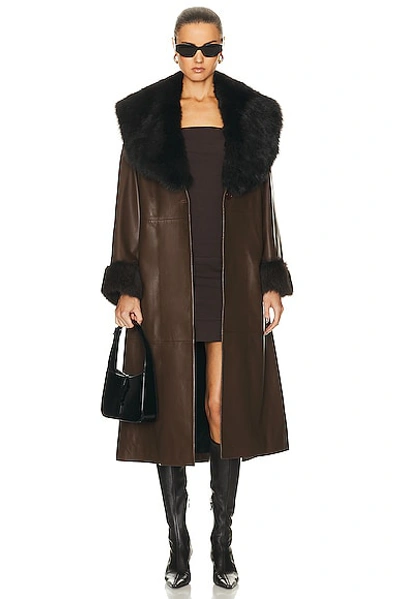 Shop Nour Hammour Freja Relaxed Belted Trench Coat In Walnut & Expresso