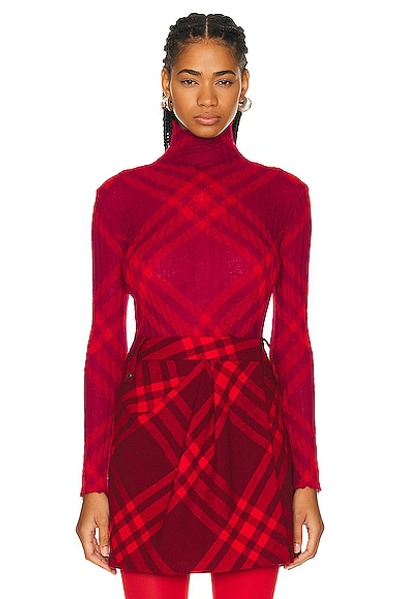 Shop Burberry High Neck Sweater In Ripple Ip Check
