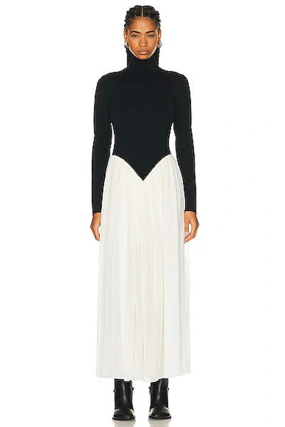 Shop Chloé Colorblock Turtleneck Dress In Black & White 1