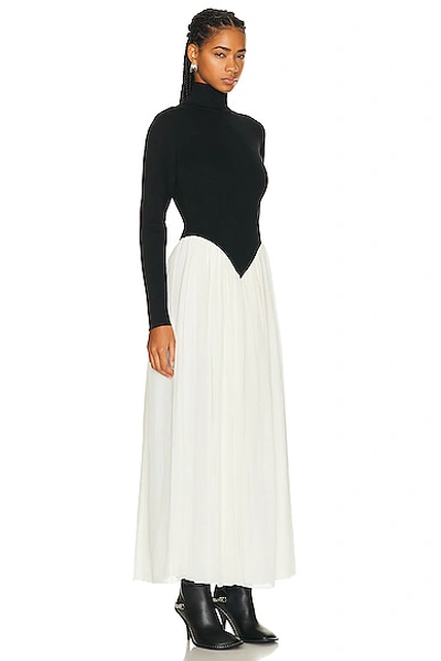 Shop Chloé Colorblock Turtleneck Dress In Black & White 1
