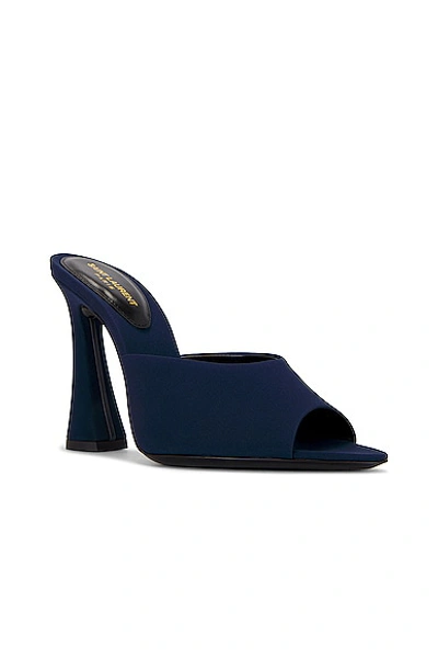 Saint Laurent Suite Mule Sandal In Dark Blue