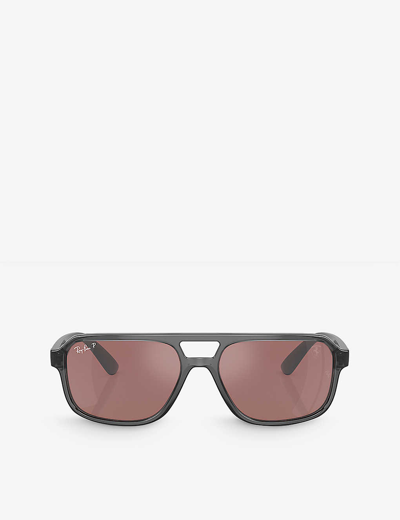 Ray Ban Rb4414m Scuderia Ferrari Collection Sunglasses Transparent Grey Frame Silver Lenses Polarized 58-17 In Grey