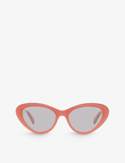 Shop Gucci Women's Pink Gg1170s Cat-eye Acetate Sunglasses