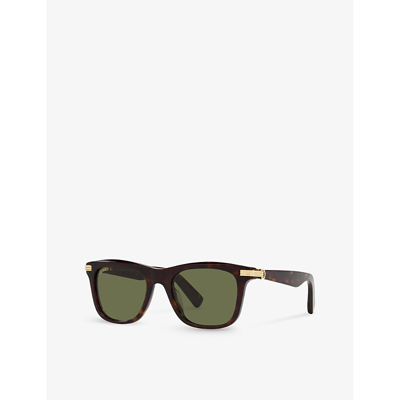 Cartier Womens Ct0396s Rectangle-frame Tortoiseshell Acetate Sunglasses
