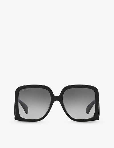 Gucci Womens Black Gc002056 Gg1326s Rectangle-frame Acetate Sunglasses In Black
