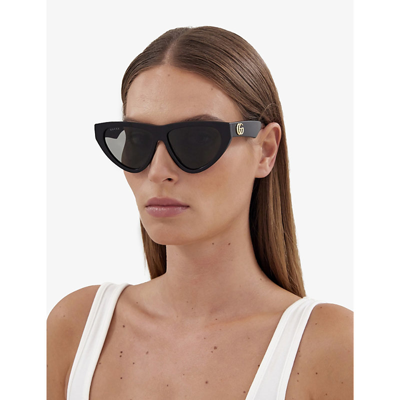 Shop Gucci Women's Black Gg1333s Cat-eye Acetate Sunglasses