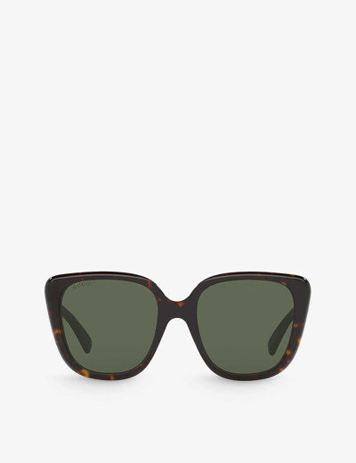 Shop Gucci Women's Gg1169s Cat-eye Tortoiseshell Acetate Sunglasses
