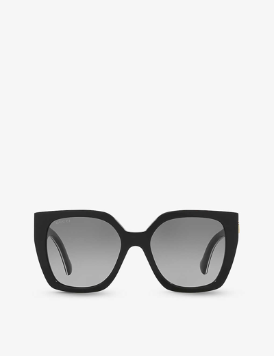 Shop Gucci Women's Black Gc002027 Gg1300s Butterfly-frame Acetate Sunglasses