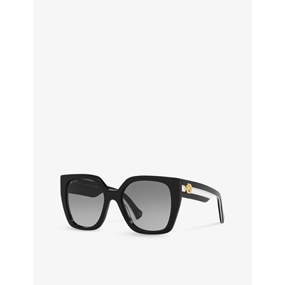 Gucci Womens Black Gc002027 Gg1300s Butterfly-frame Acetate Sunglasses In Black