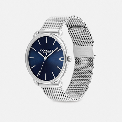 Shop Coach Elliot Watch, 41mm In Stainless Steel/ Blue