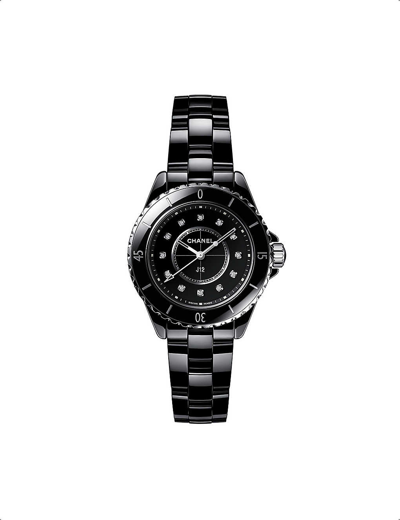 Pre-owned Chanel Black H5701 Steel, Ceramic, Mother-of-pearl And 0.06ct Diamond Quartz Watch