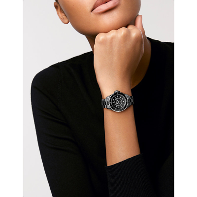 Pre-owned Chanel Black H5701 Steel, Ceramic, Mother-of-pearl And 0.06ct Diamond Quartz Watch