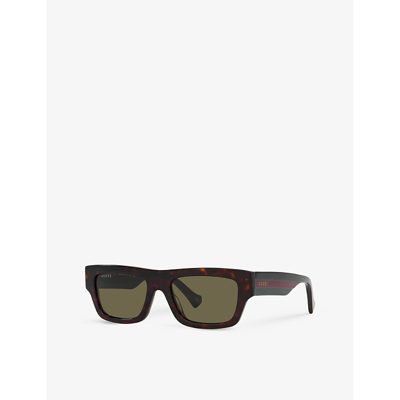 Gucci Womens Brown Gc002051 Gg1301s Rectangle-frame Acetate Sunglasses In Brown