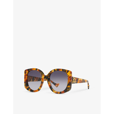 Shop Gucci Women's Brown Gc002017 Gg1257s Rectangle-frame Acetate Sunglasses