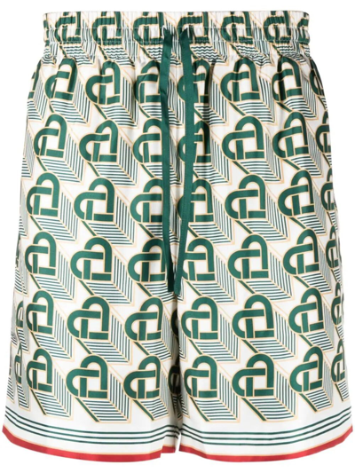Shop Casablanca Shorts With Drawstrings In Green
