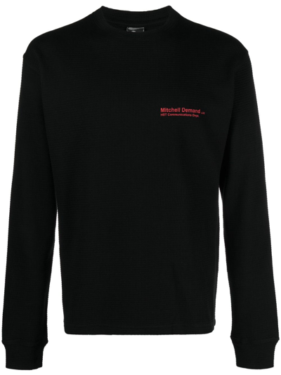 Shop Gr10k Black Demand Mesh Waffle-knit Cotton Sweatshirt