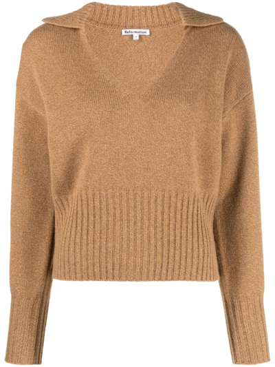 Shop Reformation Brown Beckie Cashmere Sweater